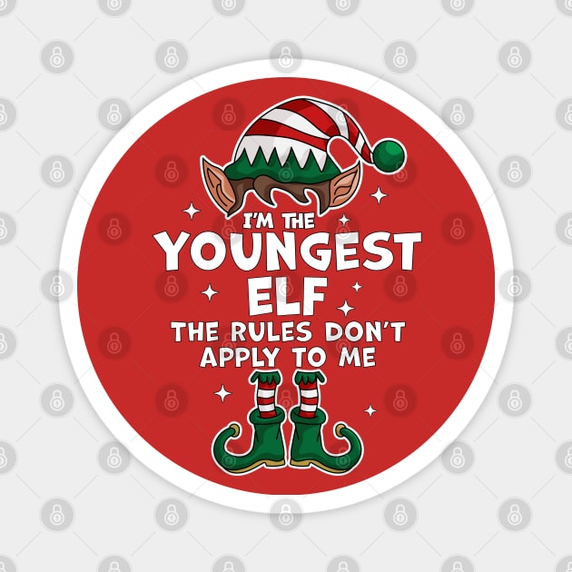 I'm The Youngest Elf Xmas Family Matching Funny Christmas Magnet by OrangeMonkeyArt